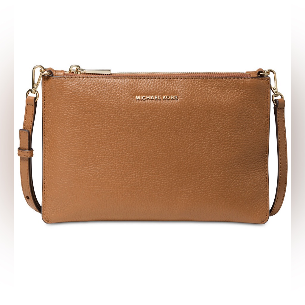 Michael Michael Kors Pebble Leather Double Pouch Crossbody In Black